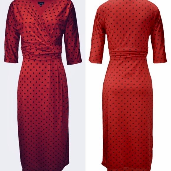 HOLIDAYS! J. Peterman Polka Dot Cummerbund Dress NWOT • Size 2 - Picture 8 of 8